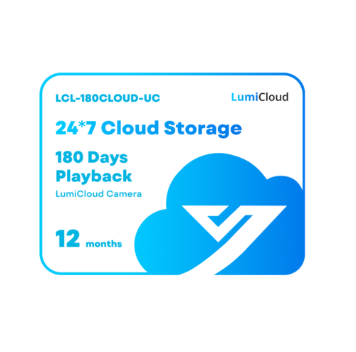 LumiCloud 24*7 Storage, 180 Day Rolling Playback for One LumiCloud Direct-to-Cloud Camera (Annual Subscription License)