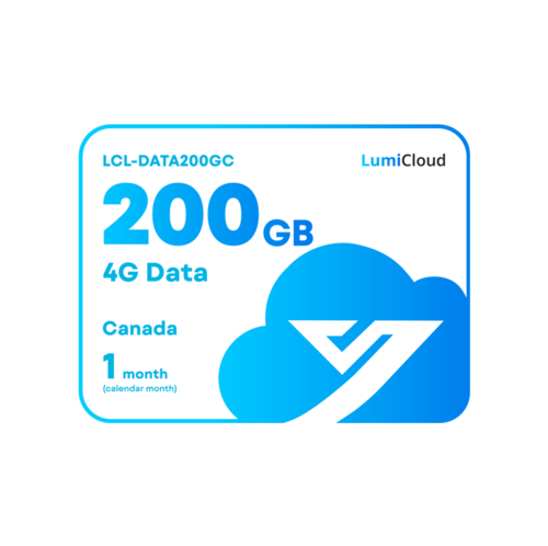 LumiCloud 4G Data 200GB Canada: 1 month