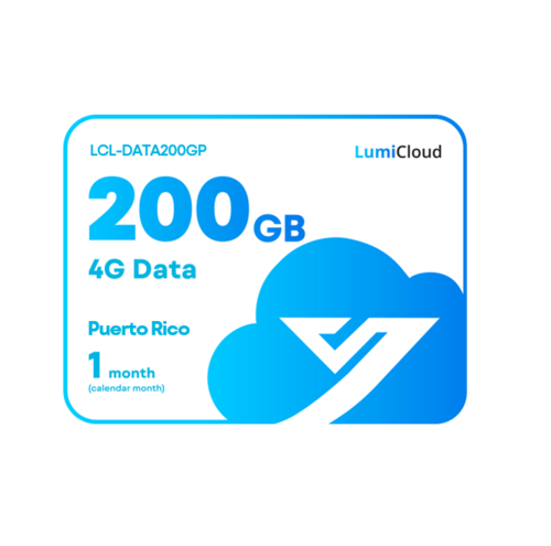 LumiCloud 4G Data 200GB Puerto Rico: 1 Month Data Plan