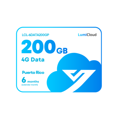 LumiCloud 4G Data 200GB Puerto Rico: 6 Month Data Plan