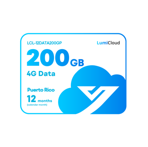 LumiCloud 4G Data 200GB Puerto Rico: 12 Month Data Plan