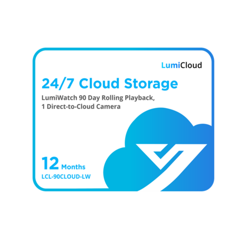 LumiCloud LumiWatch 24*7 Storage, 90 Day Rolling Playback, 1 Channel (1 Year)